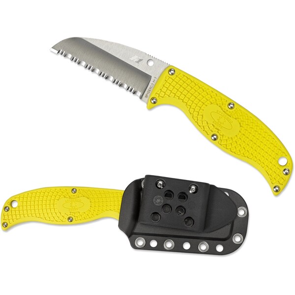 Spyderco 2024 Spyderco Enuff Salt Lightweight Yellow H1/Sheepfoot Serrated SPY-FB31SYL - main
